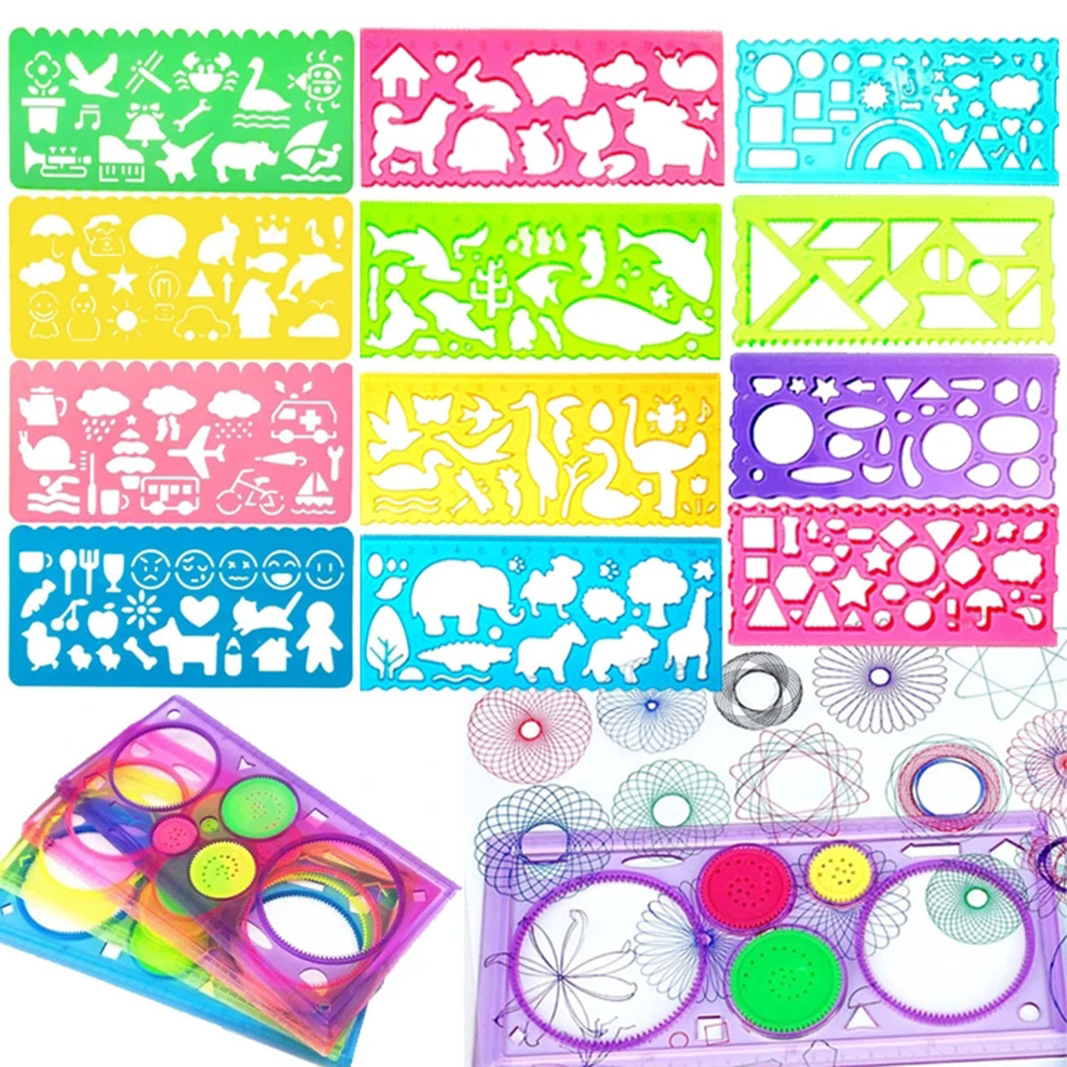Kids Education Template - Geometria Spirograf Zestaw szablonów do rysowania