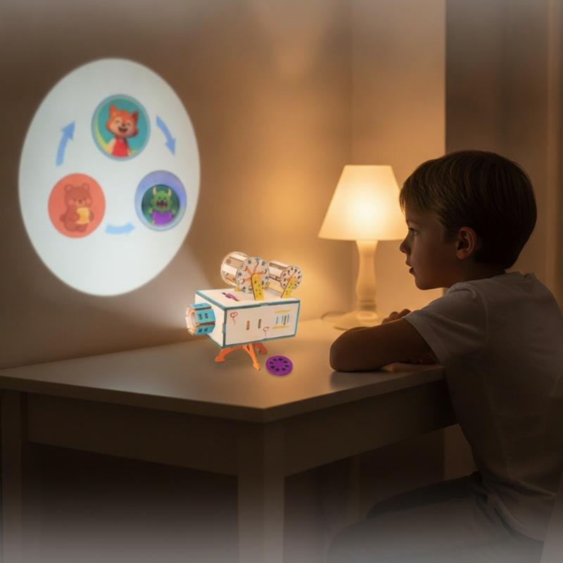Kids Education Film - 1 zestaw drewnianego projektora filmowego DIY,