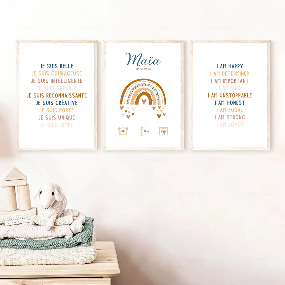Kids Education Quote - Niestandardowe imię dziecka plakat narodzin cytaty
